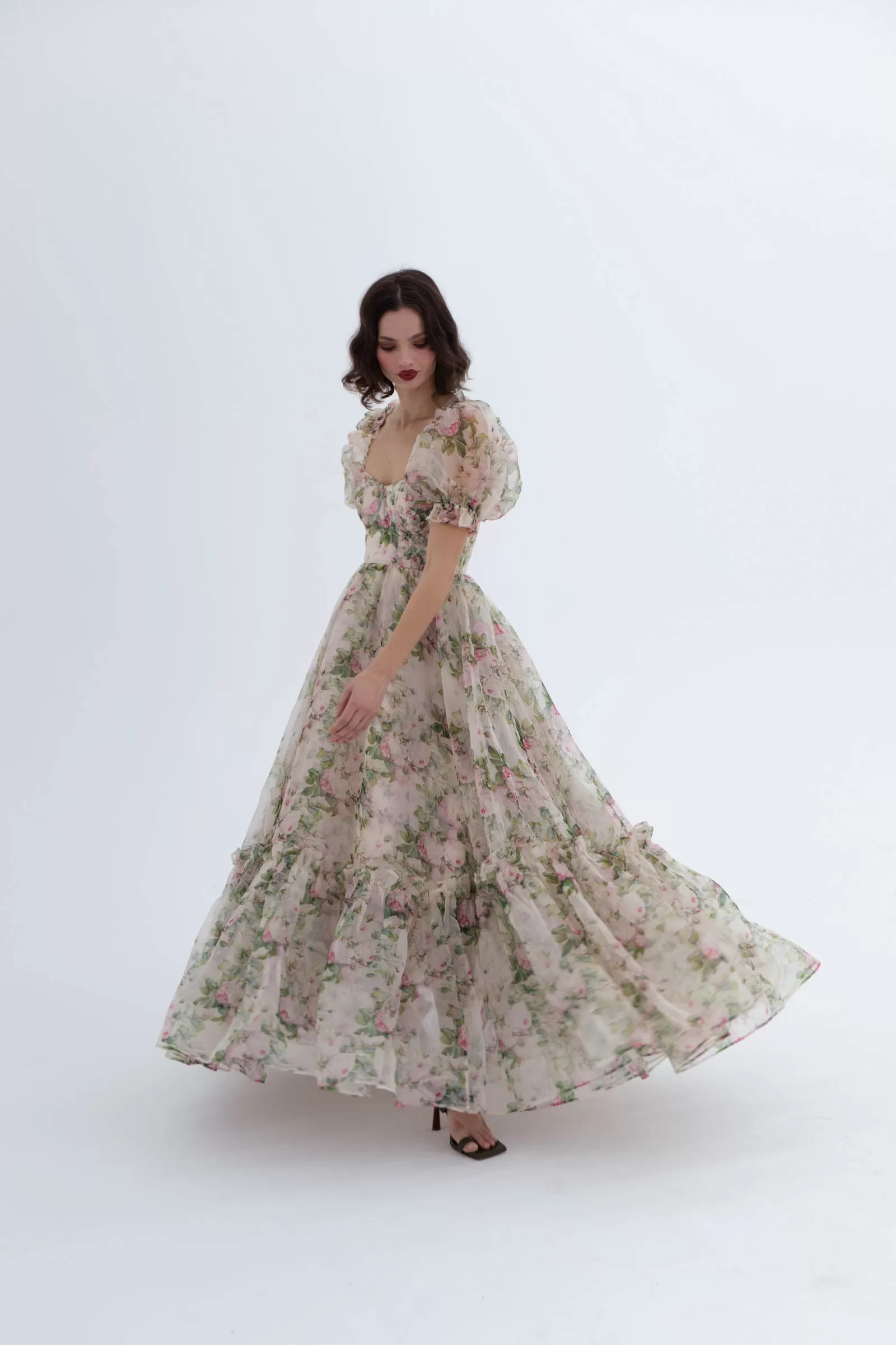 The Garden Roses Silk Gauze Ritz Gown