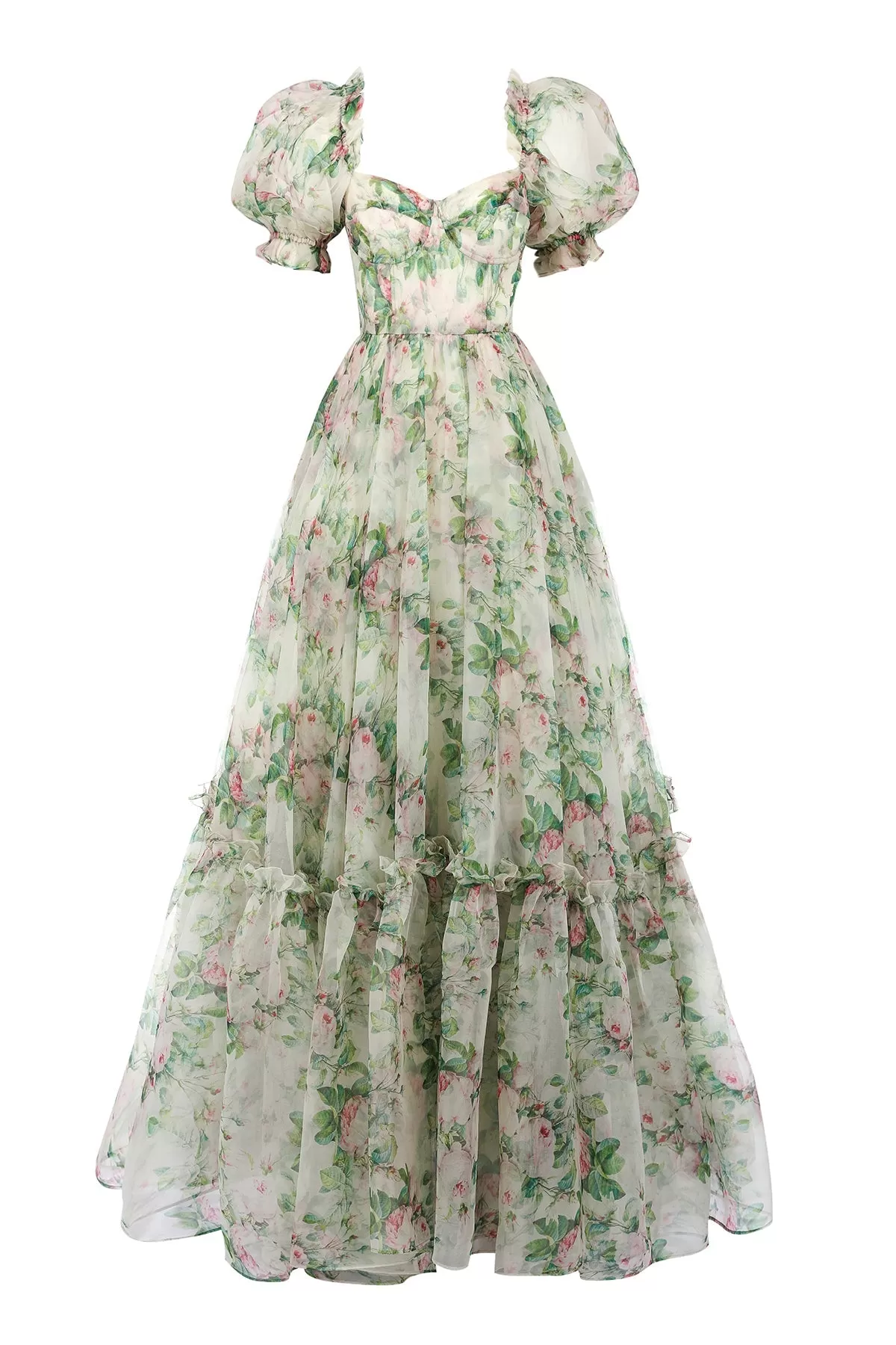 The Garden Roses Silk Gauze Ritz Gown