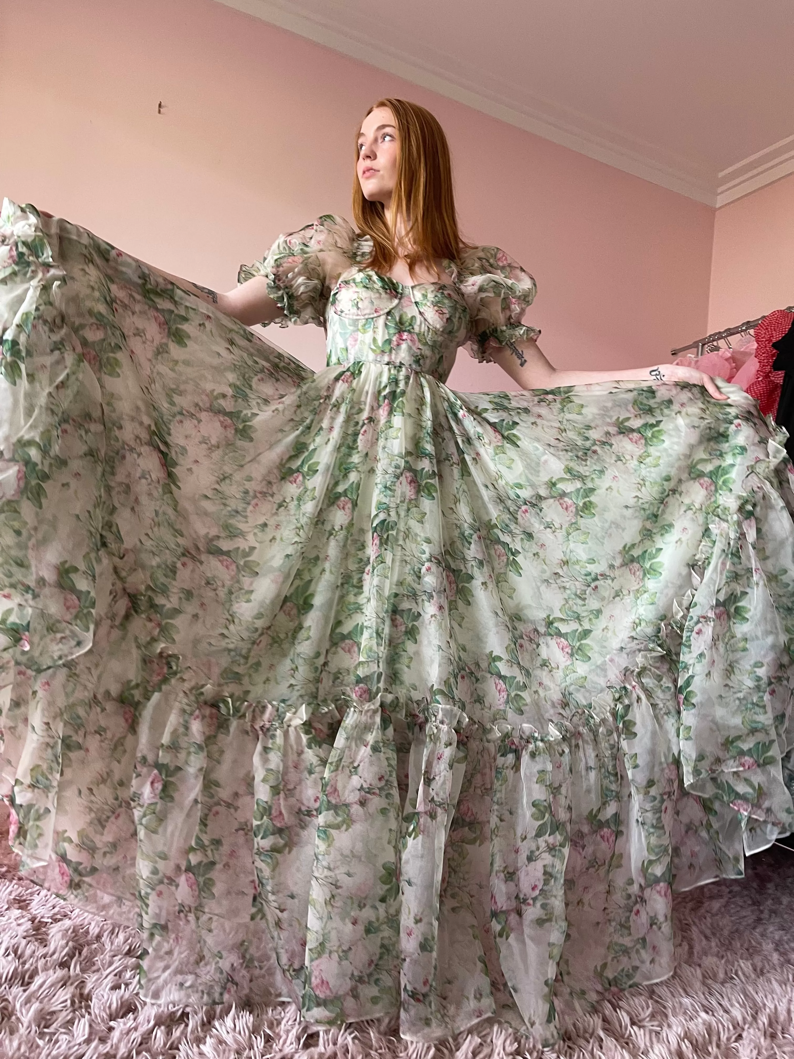 The Garden Roses Silk Gauze Ritz Gown