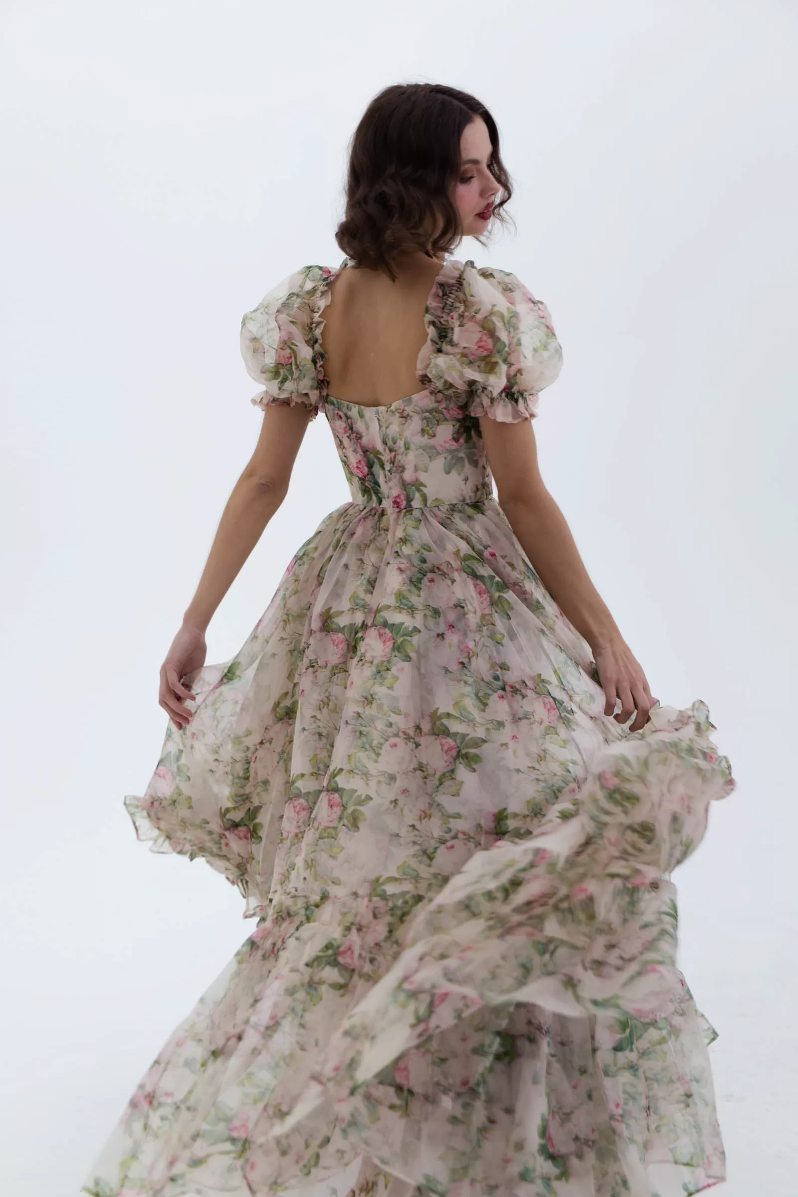 The Garden Roses Silk Gauze Ritz Gown