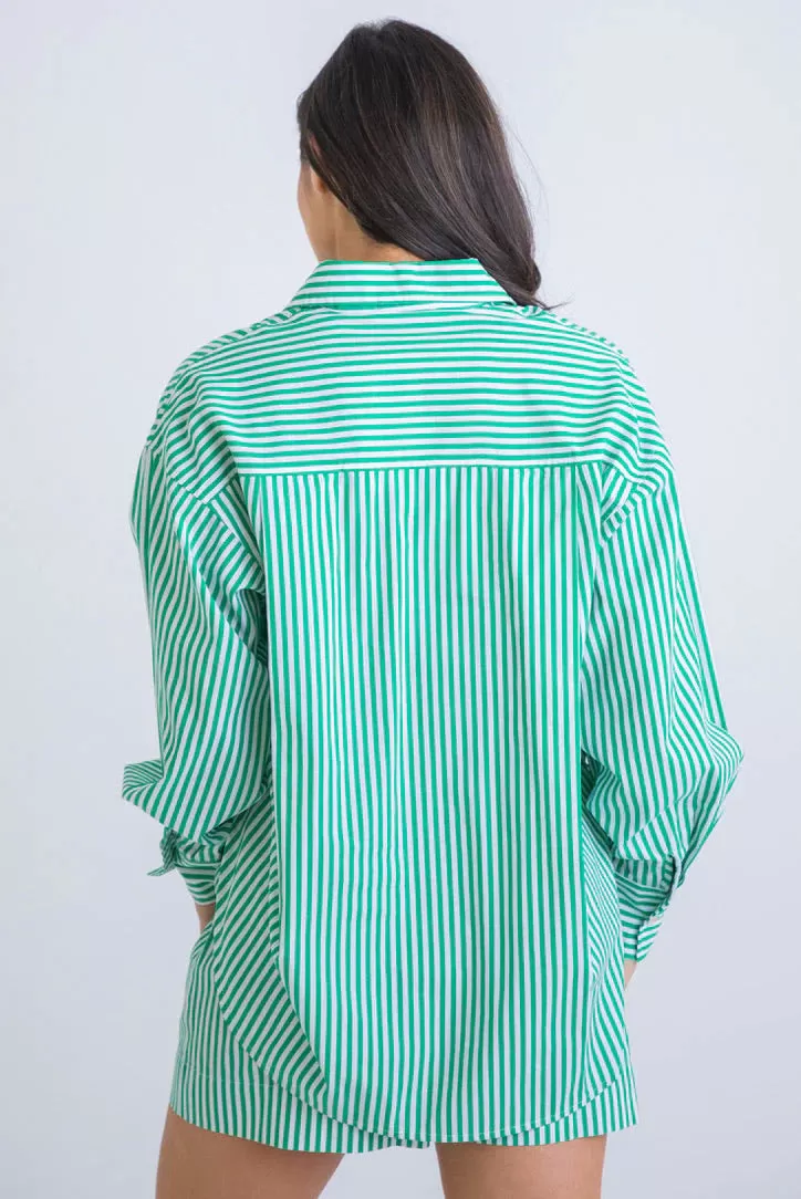 The Masters Stripe Poplin Short Set - Kelly Green