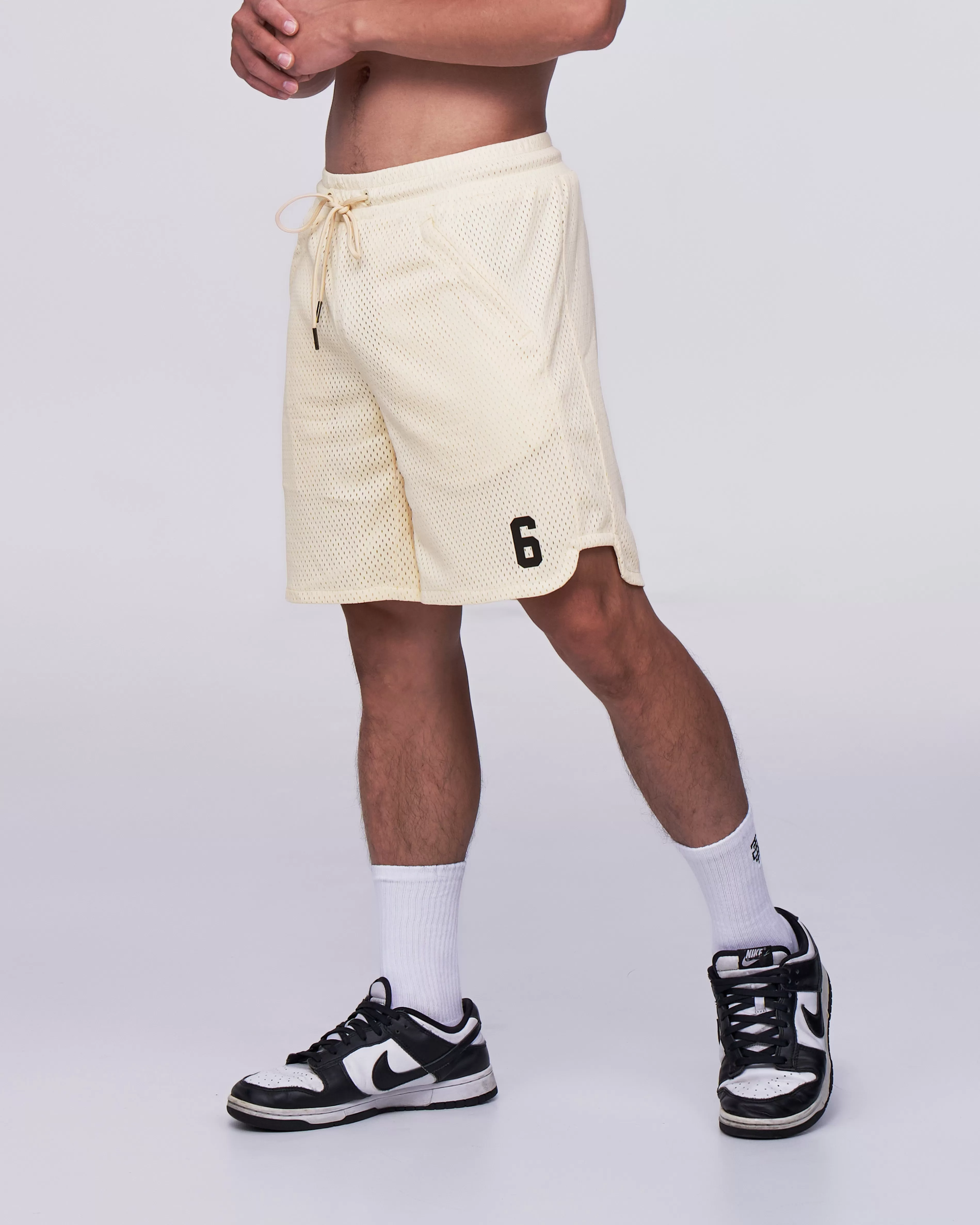 TJTC Double Mesh Curve Hem Shorts