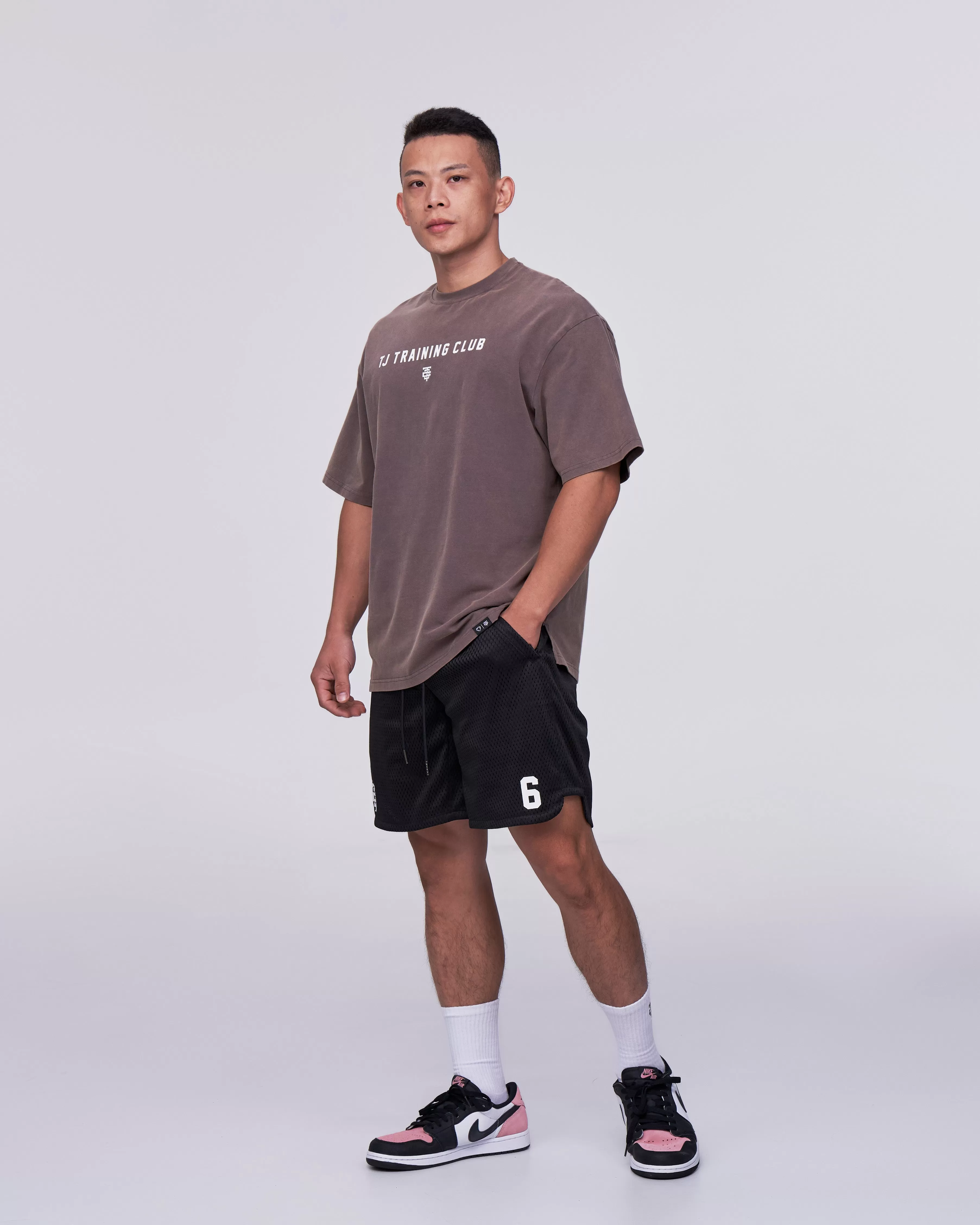 TJTC Double Mesh Curve Hem Shorts