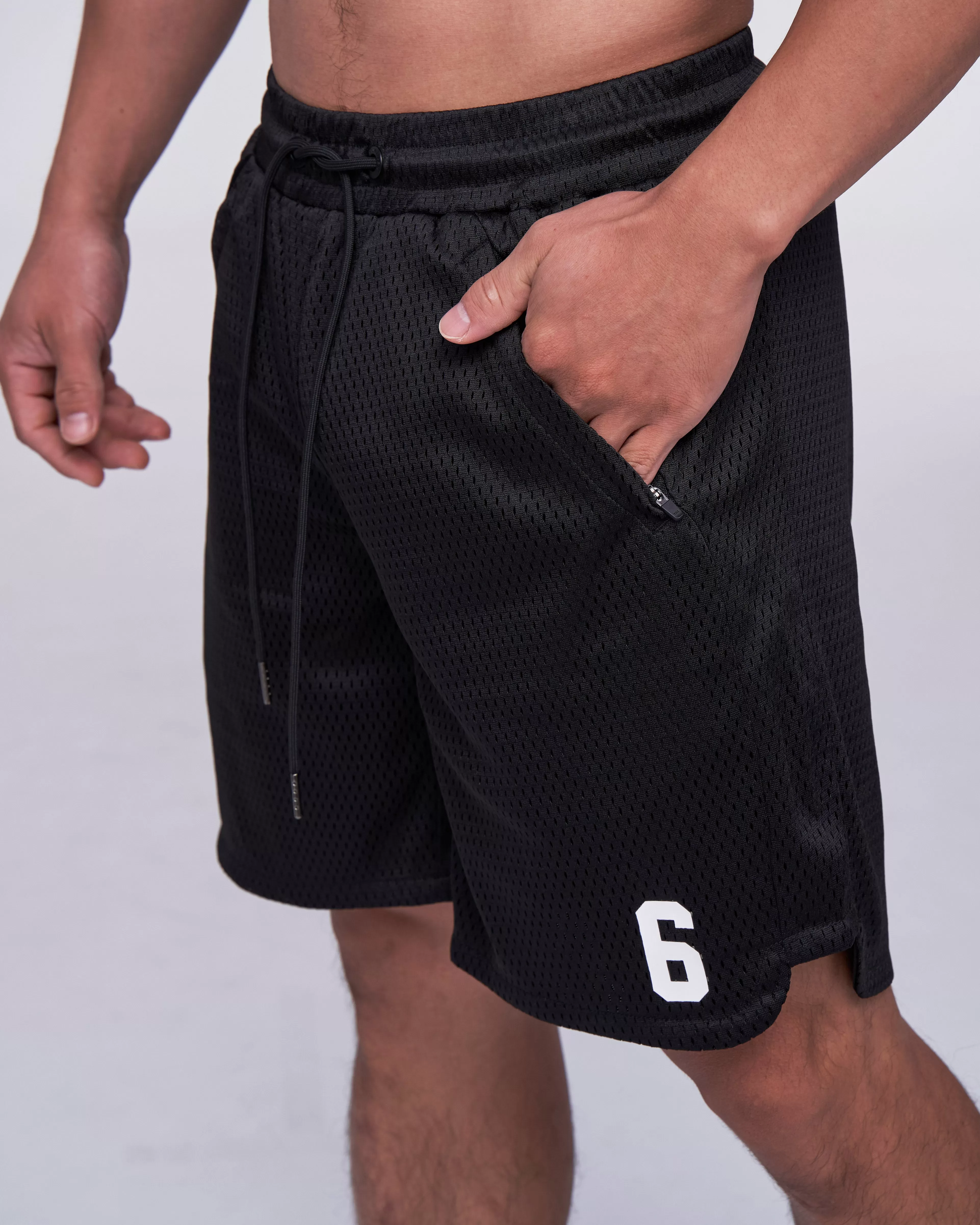 TJTC Double Mesh Curve Hem Shorts