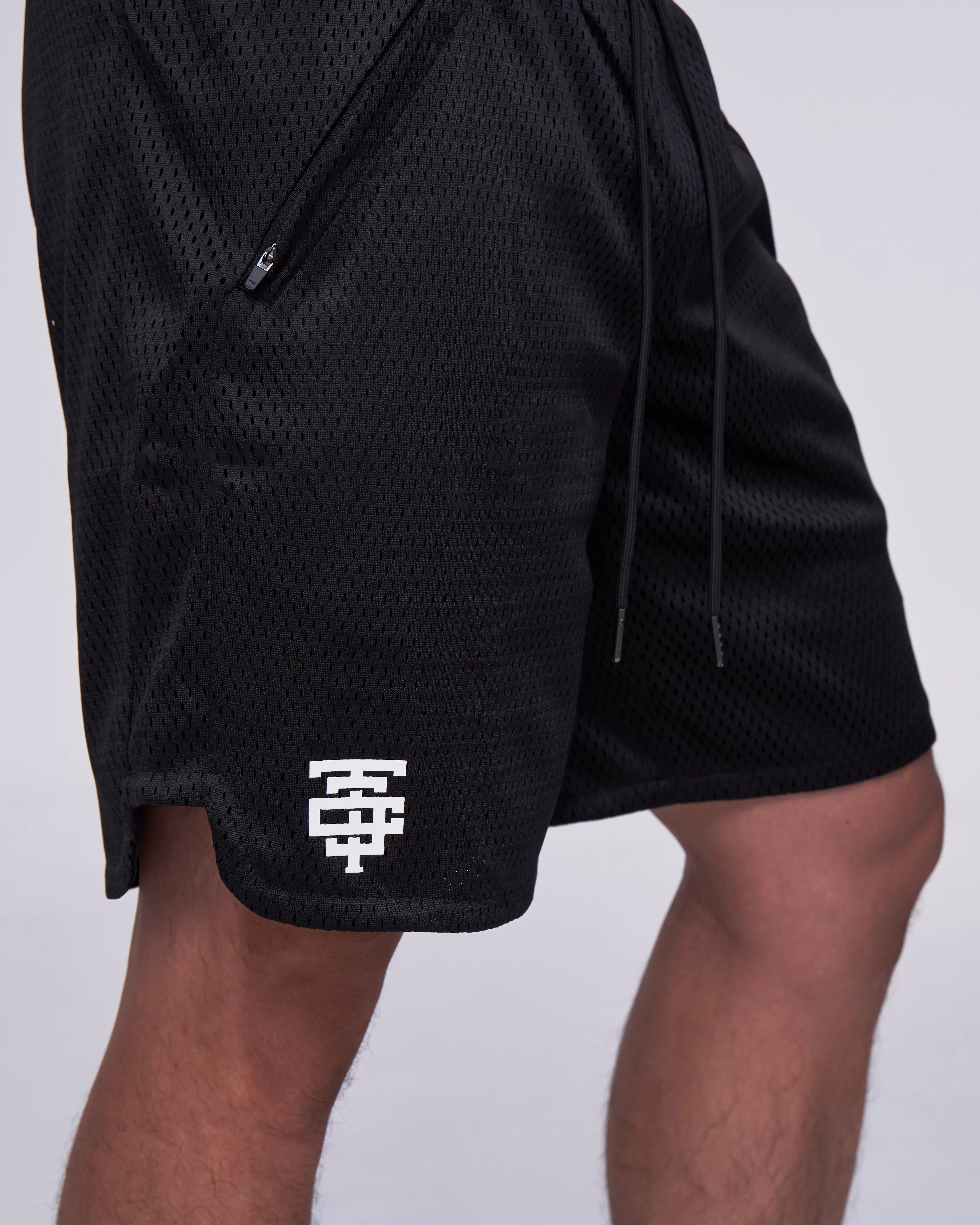 TJTC Double Mesh Curve Hem Shorts