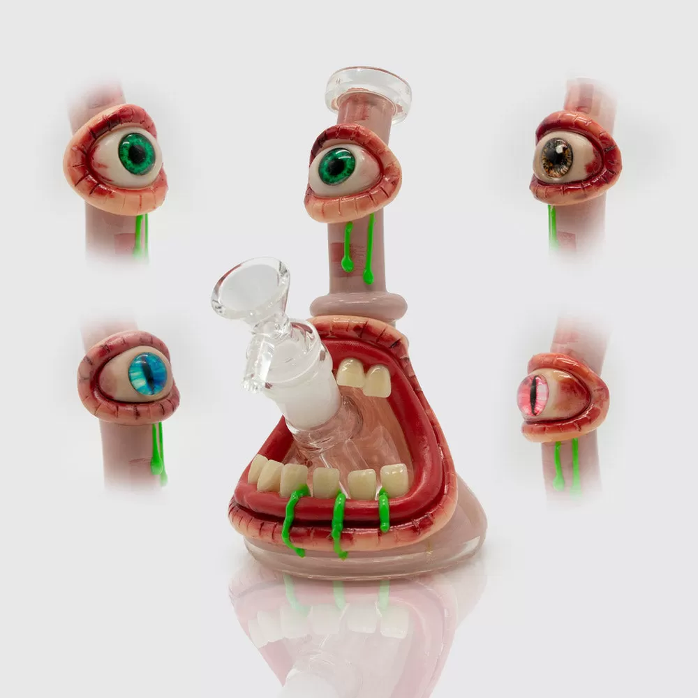 Toothy Mcslime Face Glass Bong - Green Slime