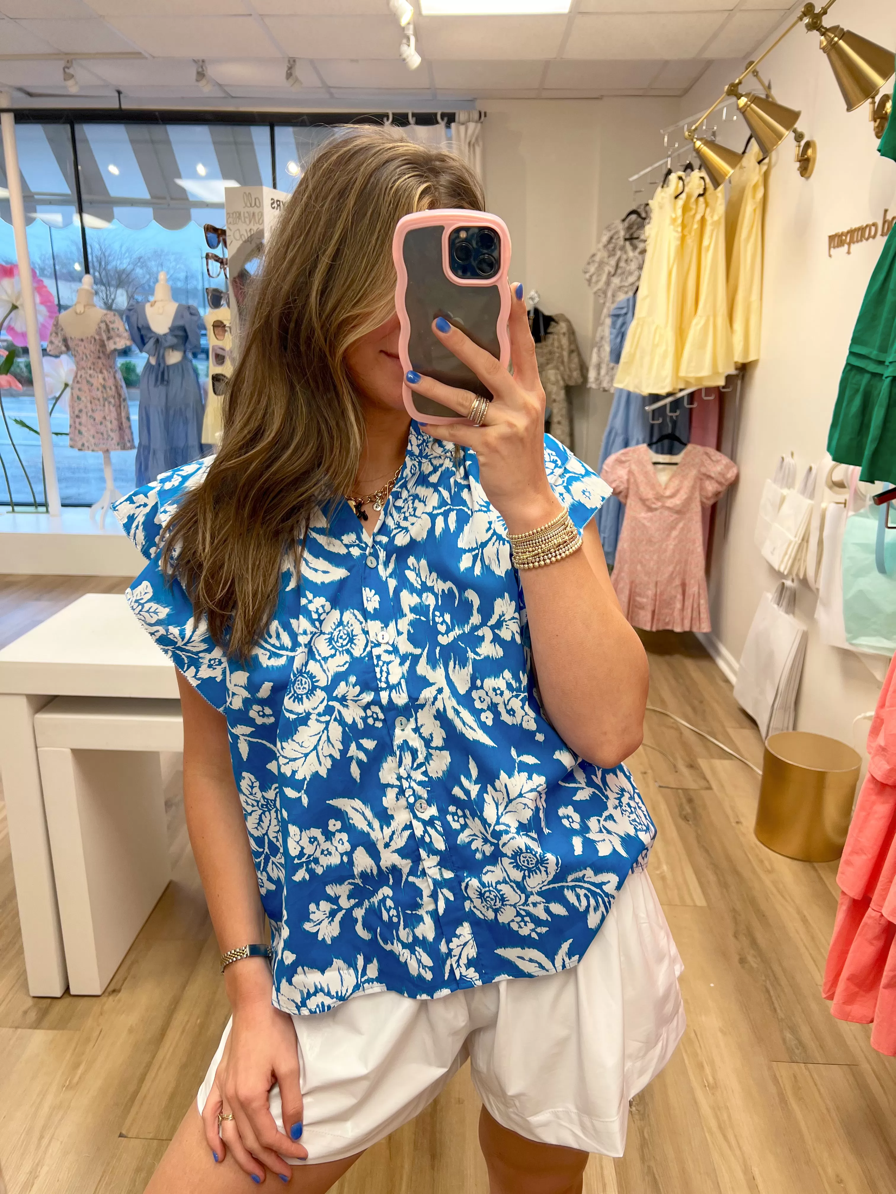 Tropics Button Down Floral Top