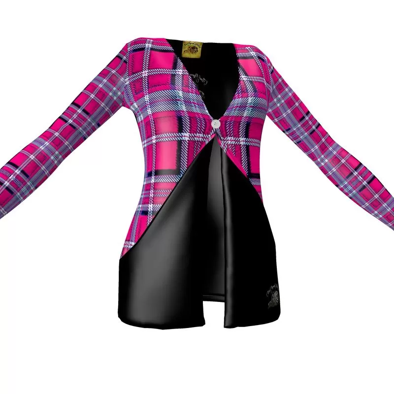 TRP Twisted Patterns 06: Digital Plaid 01-04A Ladies Designer Drop Pocket Cardigan