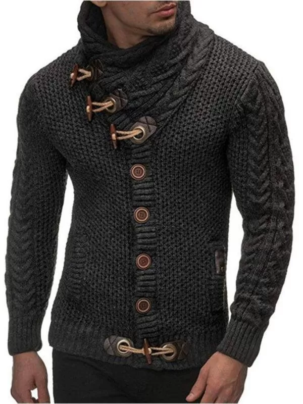 Turtleneck Button Men Cardigan Sweater