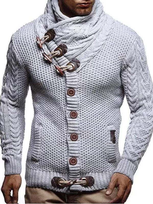 Turtleneck Button Men Cardigan Sweater