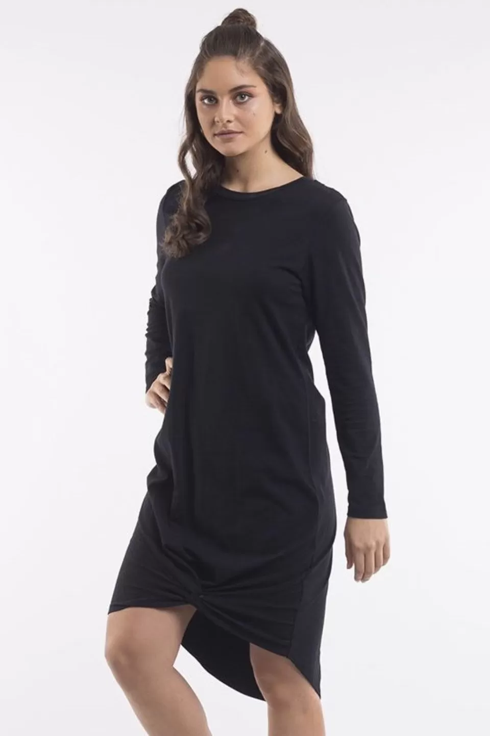 Twisted Black LS Maxi Tee Dress