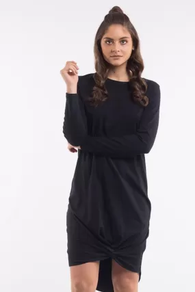 Twisted Black LS Maxi Tee Dress