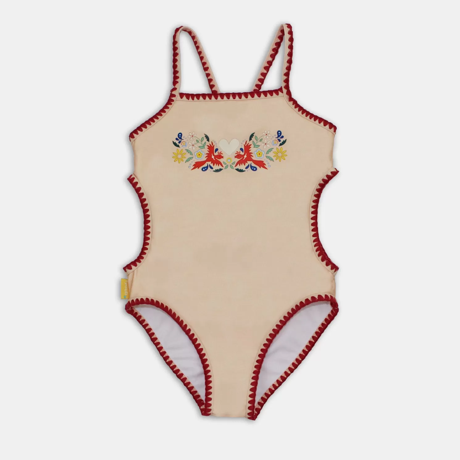 Tyoub Kids Embroidered Swimsuit Vanilla Fire Bird Placement Print