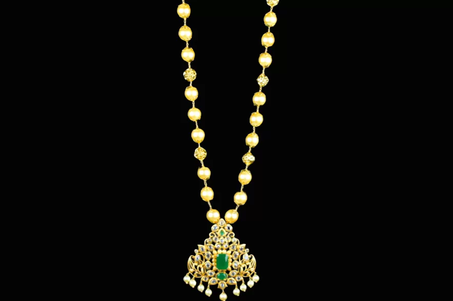 Uncut American Diamonds Pendent Set With Pearls Necklace By Asp Fashion Jewellery