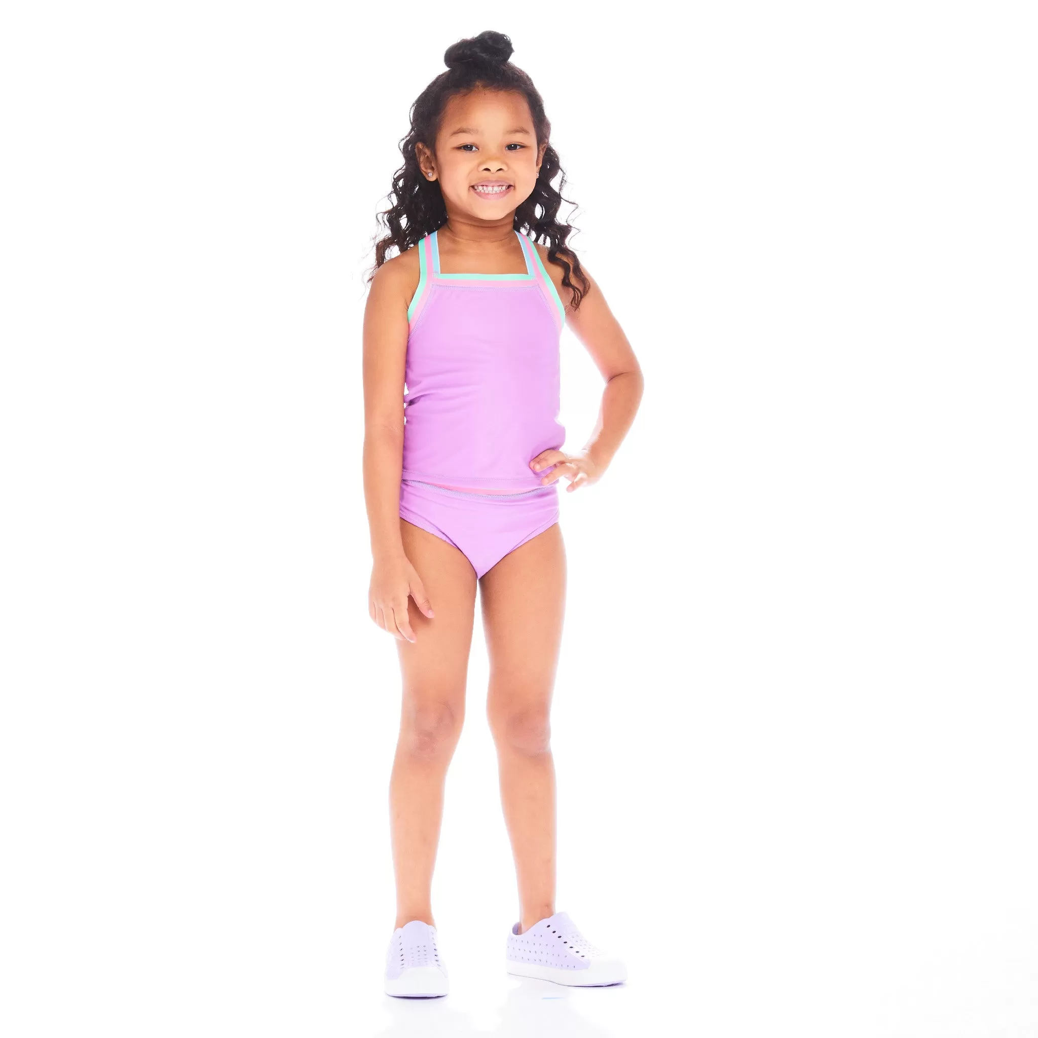 UPF 50  Reversible Starfish Print Swim Suit | Green Pink