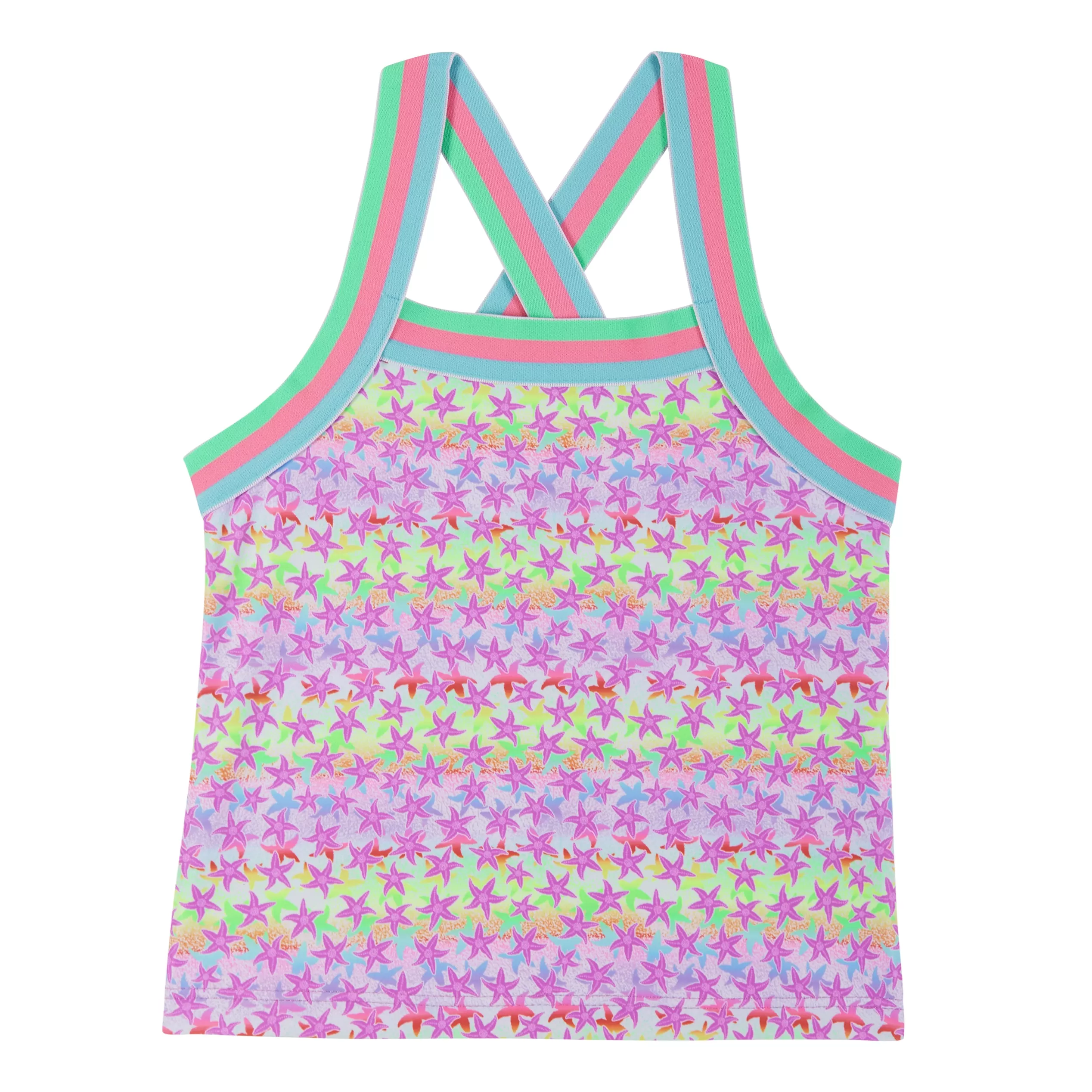 UPF 50  Reversible Starfish Print Swim Suit | Green Pink