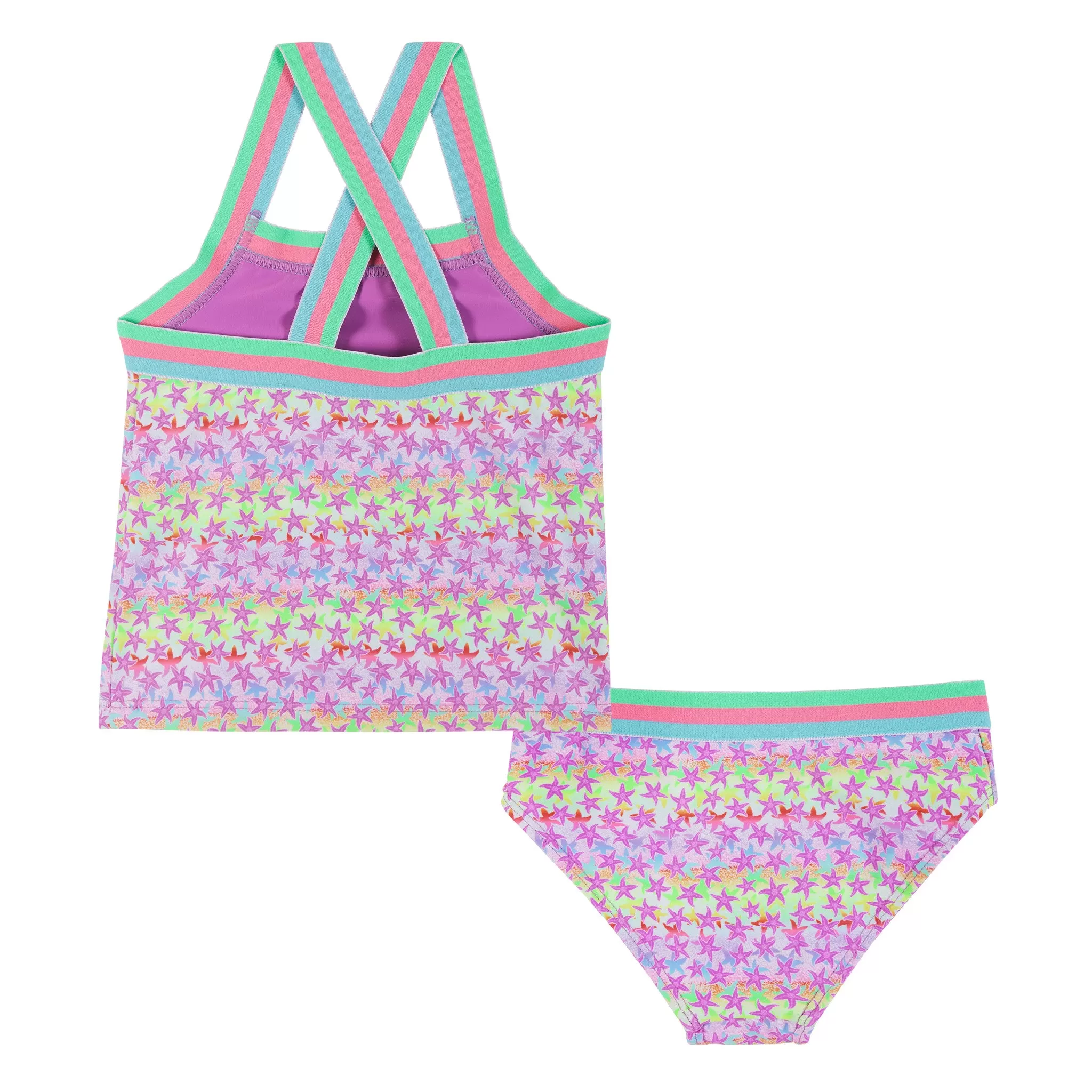 UPF 50  Reversible Starfish Print Swim Suit | Green Pink