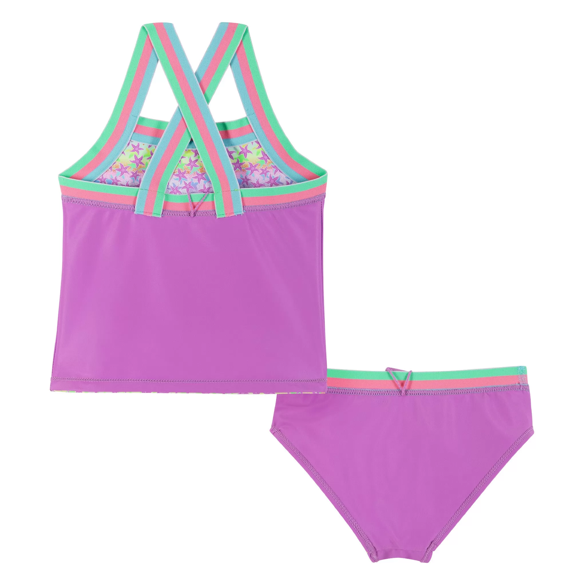 UPF 50  Reversible Starfish Print Swim Suit | Green Pink