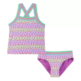 UPF 50  Reversible Starfish Print Swim Suit | Green Pink