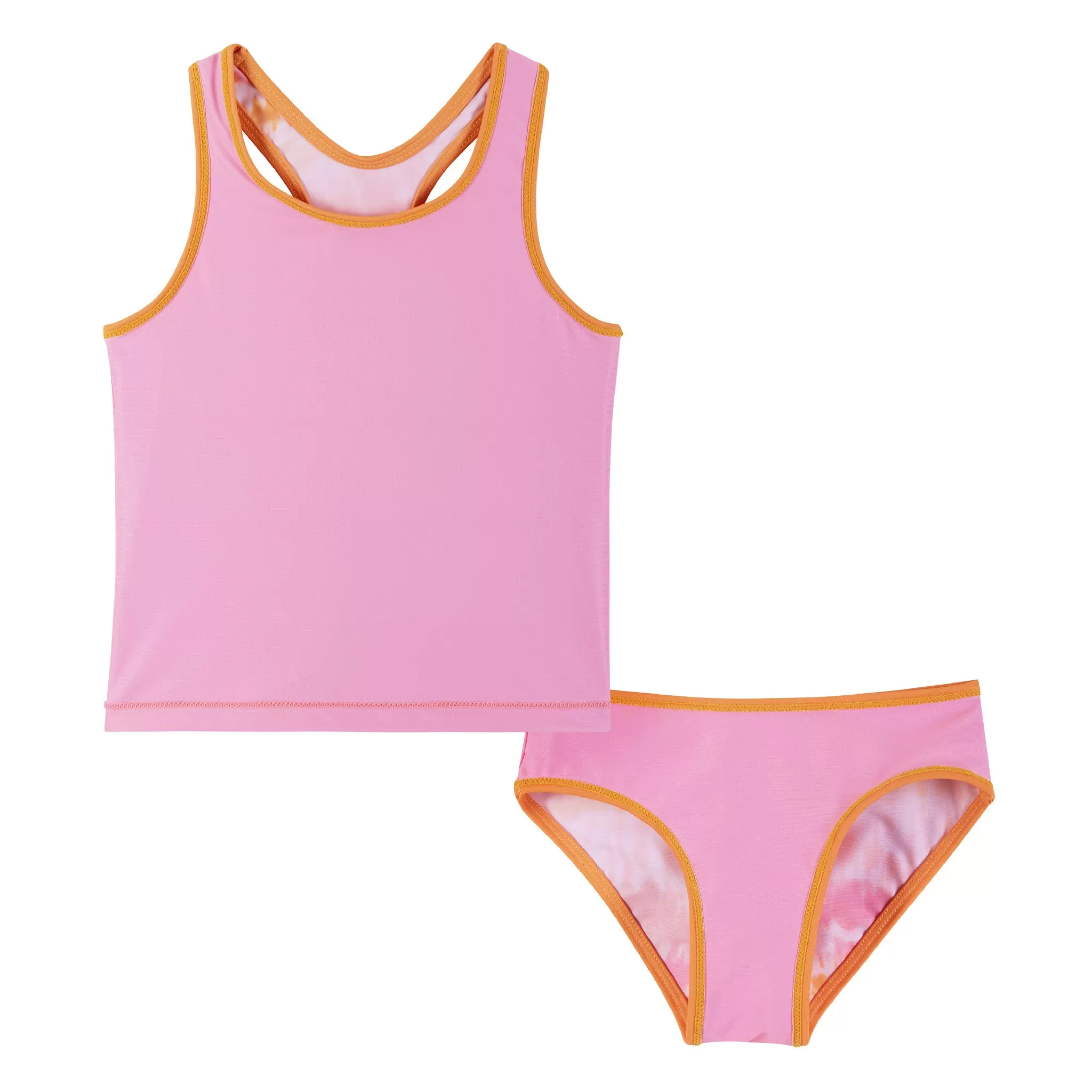 UPF 50  Reversible Tie Dye Print Swim Set | Pink