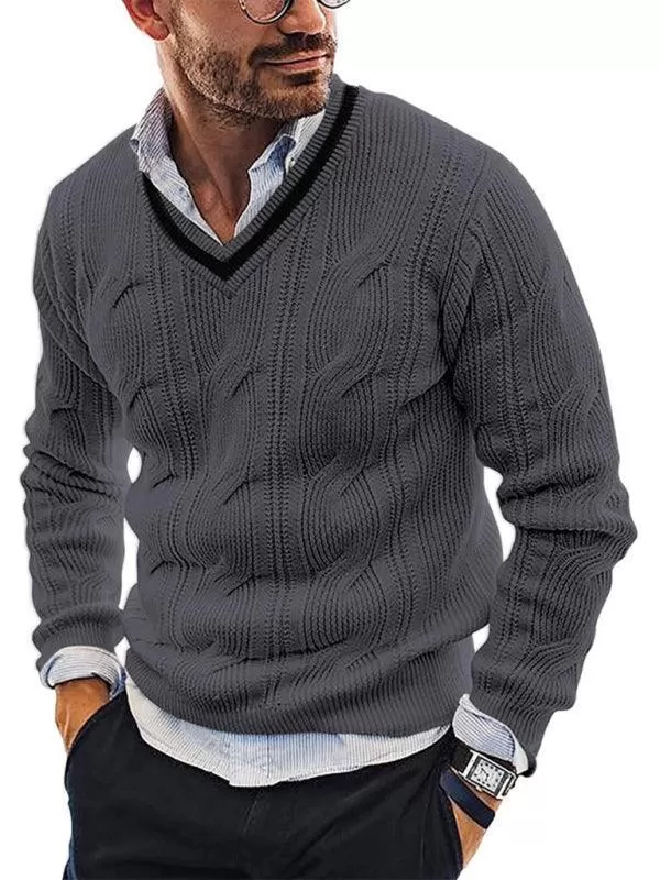 V-Neck Slim Fit Men Pullover Sweater