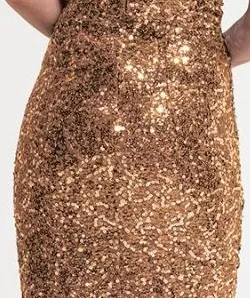 V Sequin Gold Gown