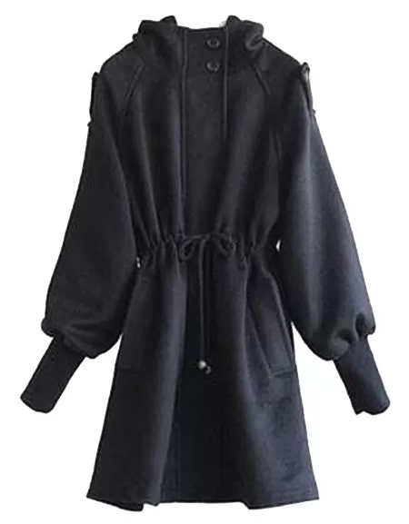 WealFeel Hooded Woollen Coat with Draw String Waist