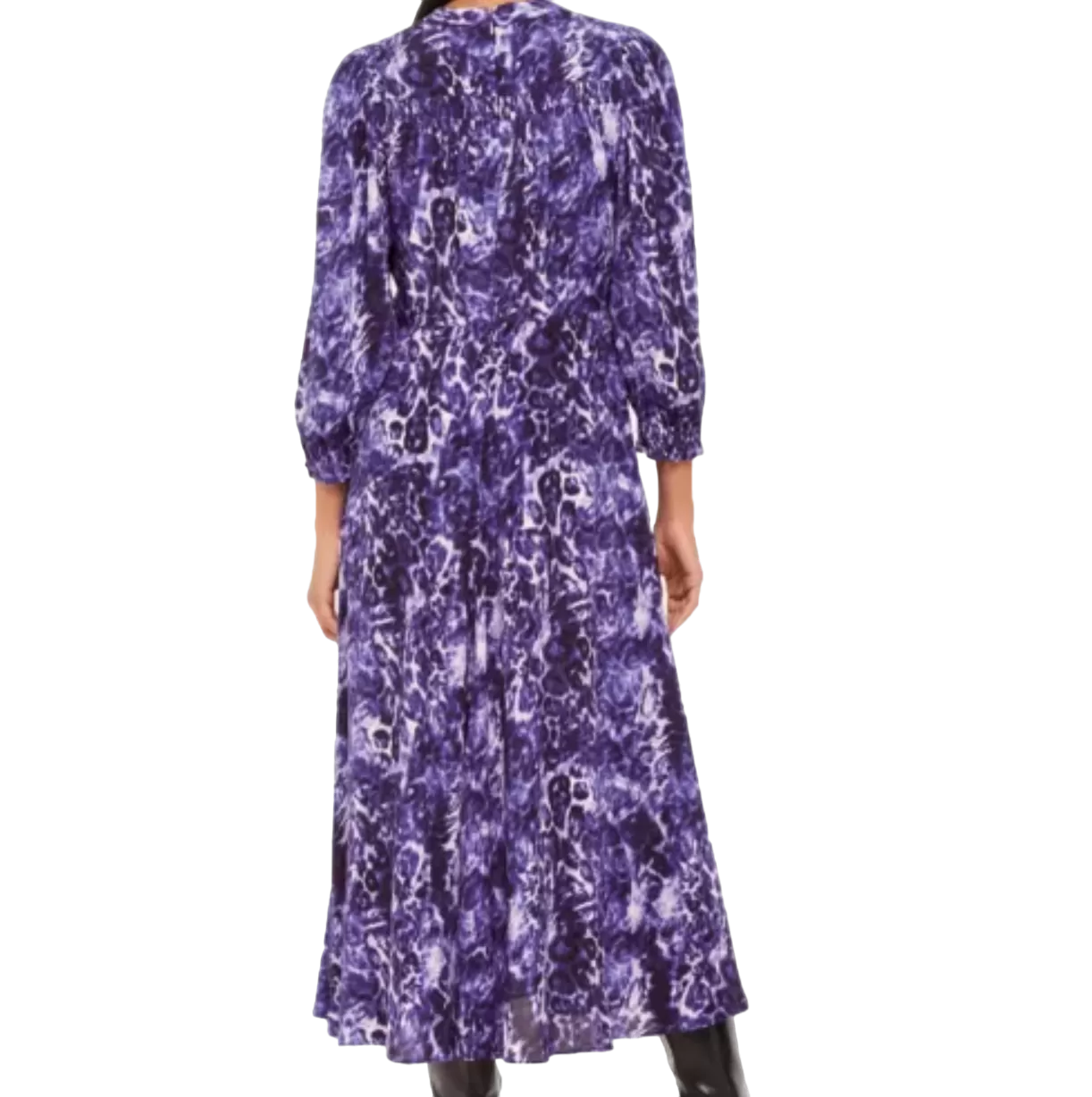 Whistles Purple Animal-print Long-sleeve Woven Midi Dress UK 14