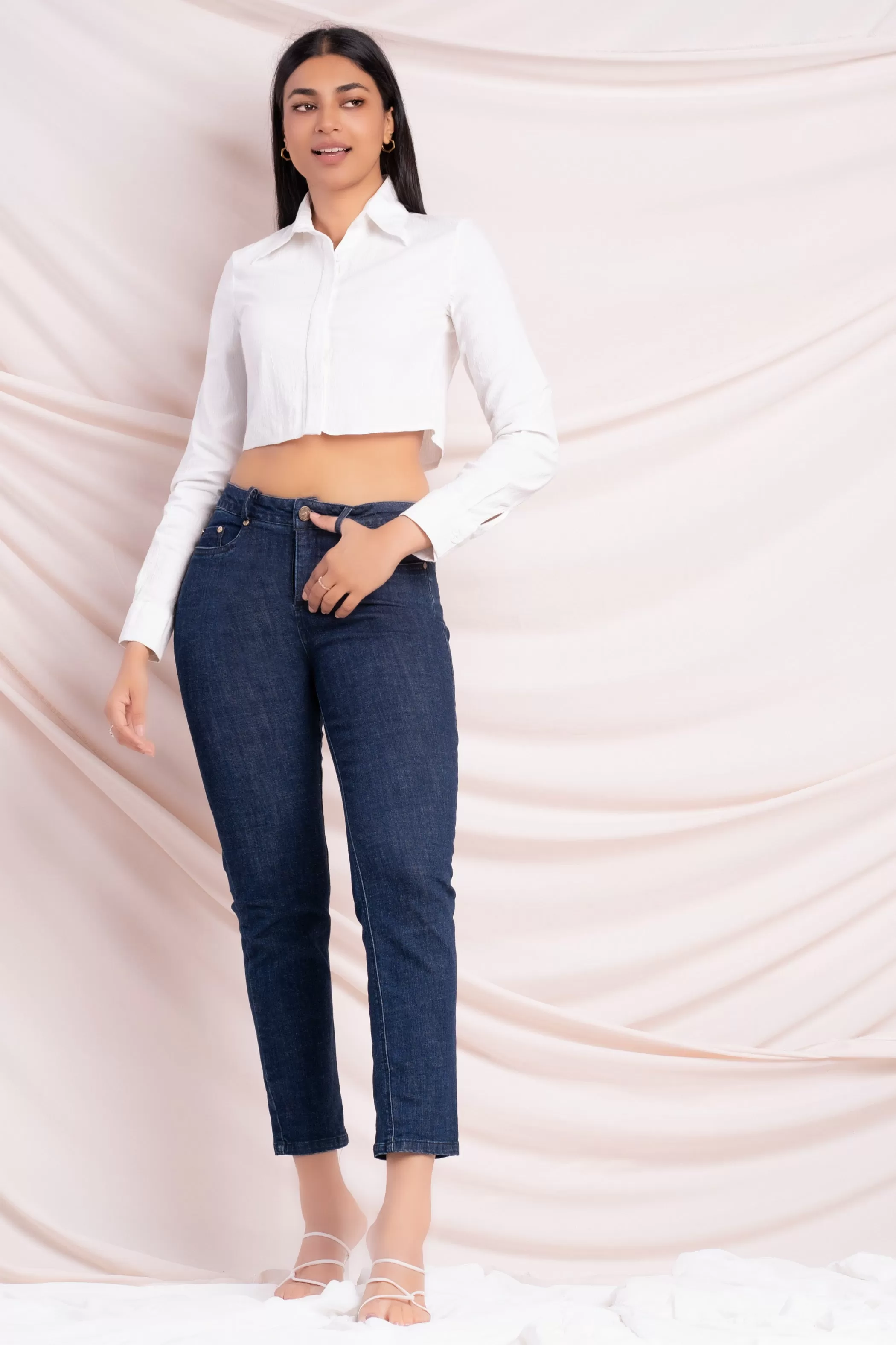 White Cropped Shirt