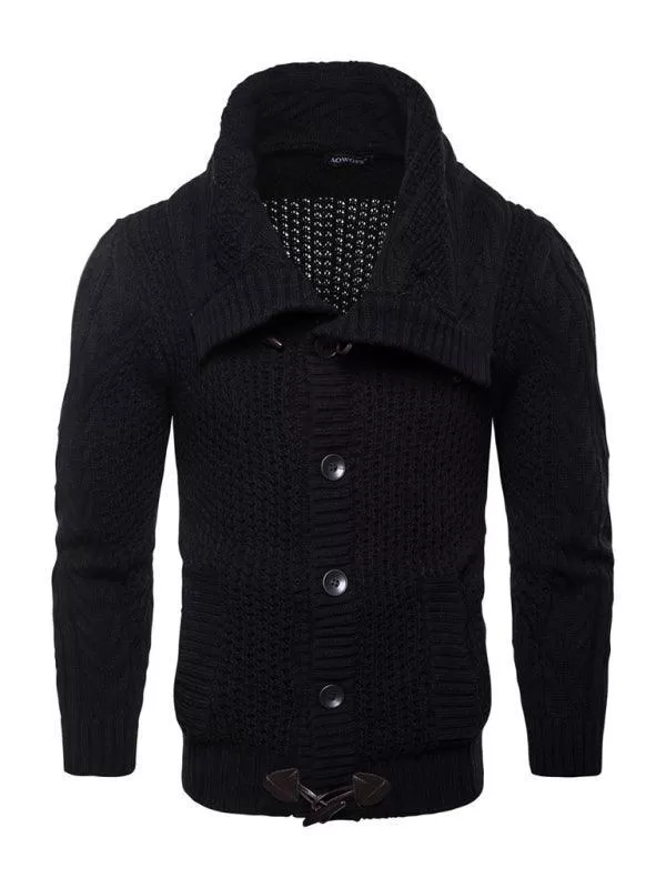 Wide Collar Men Cardigan Sweater