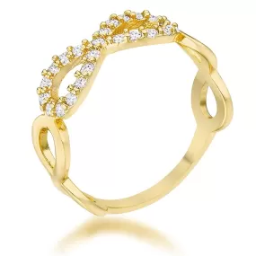 WildKlass 0.35ct CZ 14k Gold Plated Infinity Ring