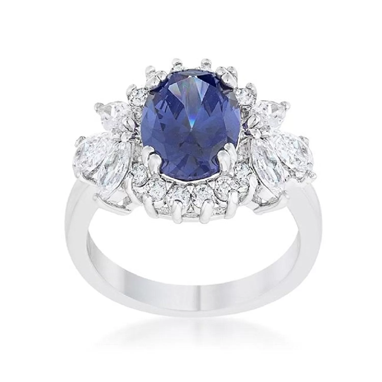 WildKlass 4.2ct Tanzanite CZ Rhodium Plated Classic Ring