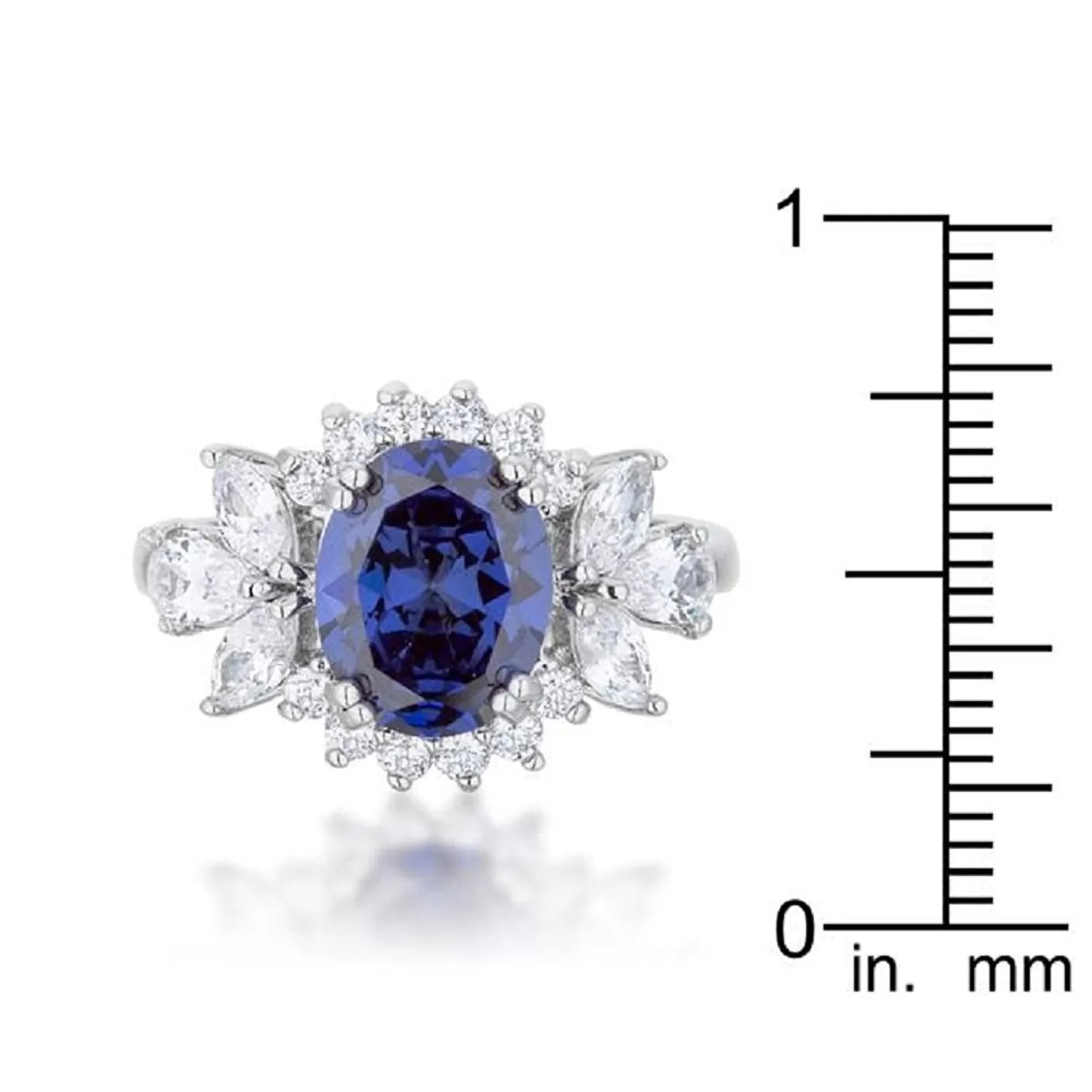 WildKlass 4.2ct Tanzanite CZ Rhodium Plated Classic Ring