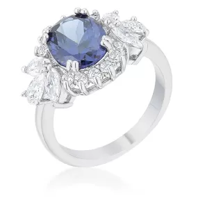 WildKlass 4.2ct Tanzanite CZ Rhodium Plated Classic Ring