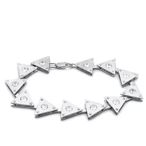 WildKlass Brass Triangle Bracelet Matte Rhodium & Rhodium Women AAA Grade CZ Clear