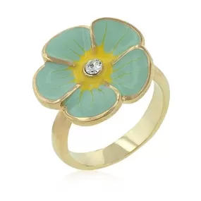 WildKlass Light Blue Enamel Floral Ring