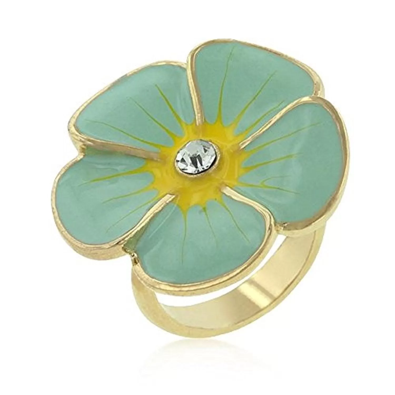 WildKlass Light Blue Enamel Large Floral Ring