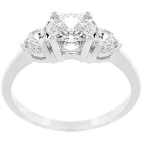 WildKlass Oval Serenade Triplet Ring in Silvertone Finish