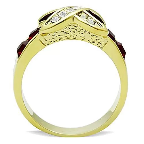 WildKlass Stainless Steel Anniversary Ring IP Gold Women Top Grade Crystal Siam