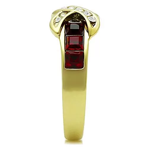 WildKlass Stainless Steel Anniversary Ring IP Gold Women Top Grade Crystal Siam