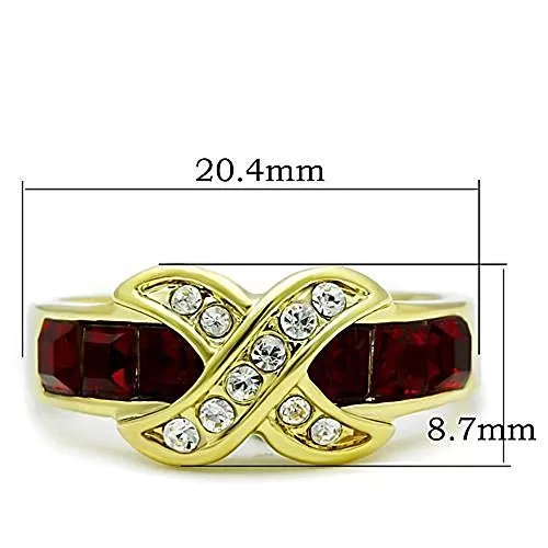 WildKlass Stainless Steel Anniversary Ring IP Gold Women Top Grade Crystal Siam