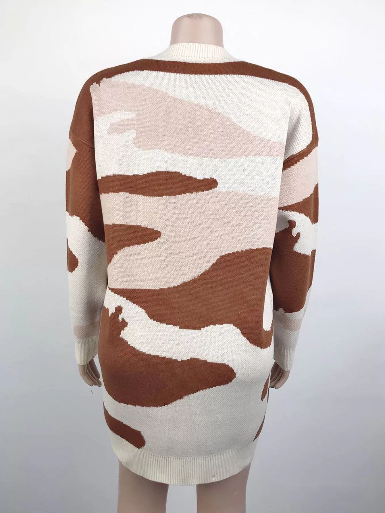 Women's Cardigans Kniting Bicolor Camo Long Sleeves