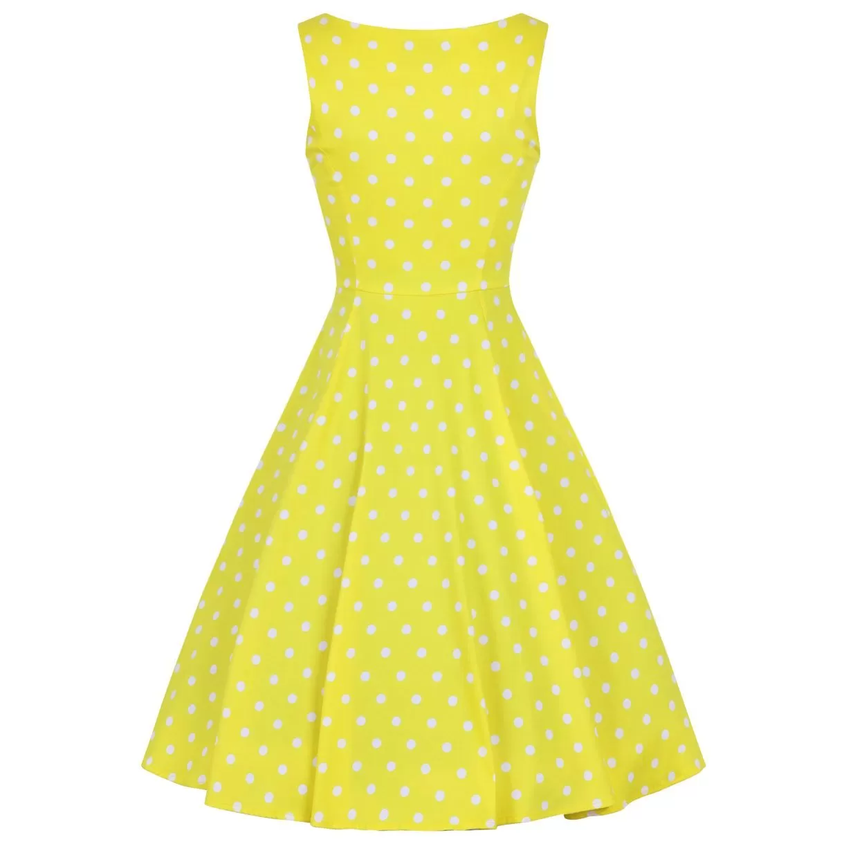 Yellow And White Polka Dot 50s Audrey Swing Dress