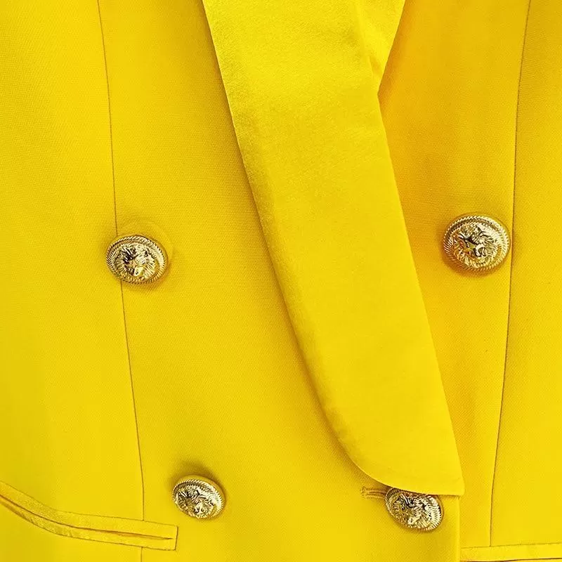 Yellow Tuxedo Blazer Dress- Double Breasted