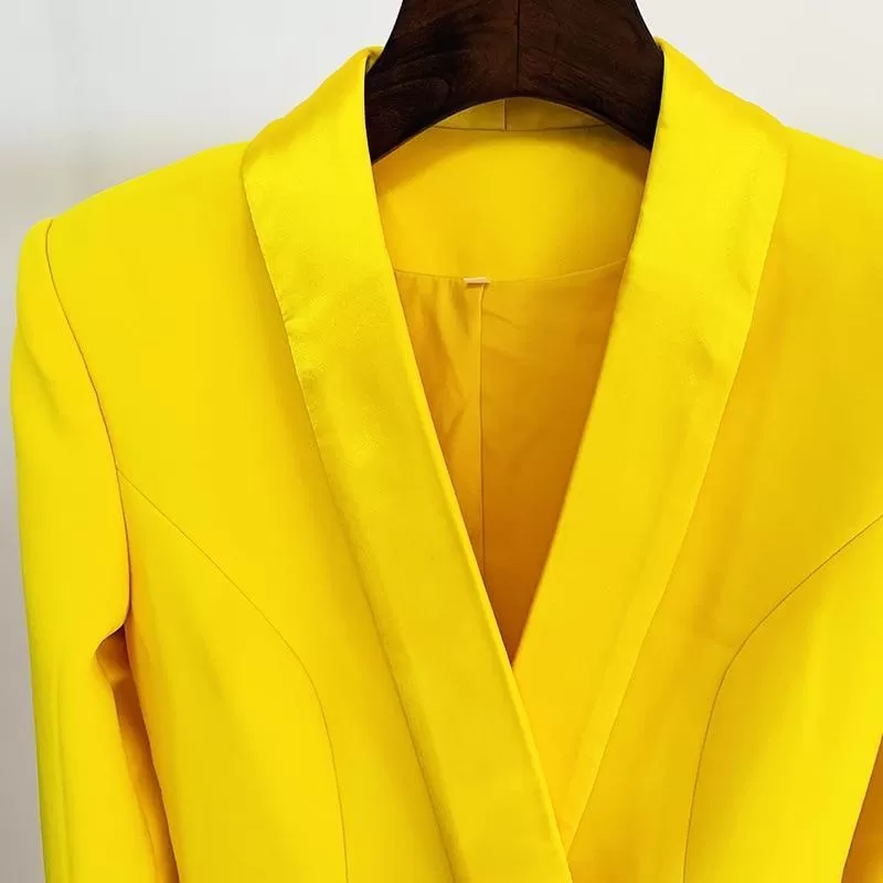 Yellow Tuxedo Blazer Dress- Double Breasted