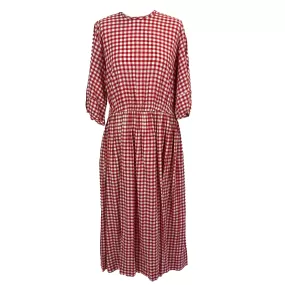 Y.M.C. Red Gingham Cotton Mix Midi Dress L