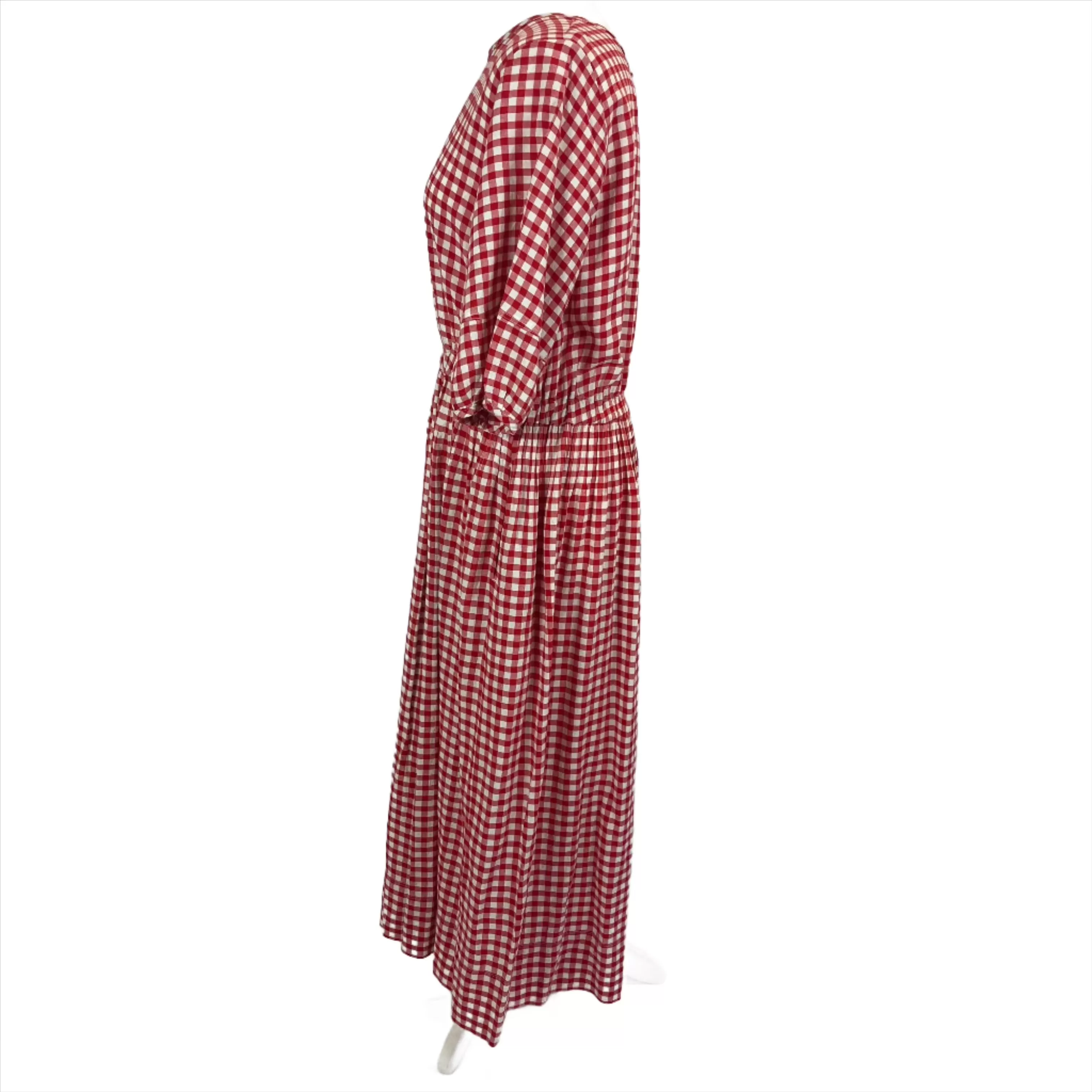 Y.M.C. Red Gingham Cotton Mix Midi Dress L