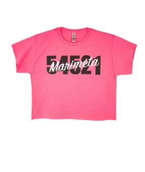 Zip Code Neon Pink Cursive Camp Tee