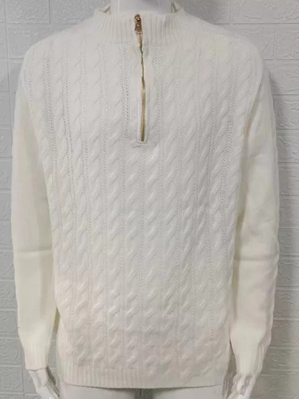 Zipper Half Turtleneck Men Sweater