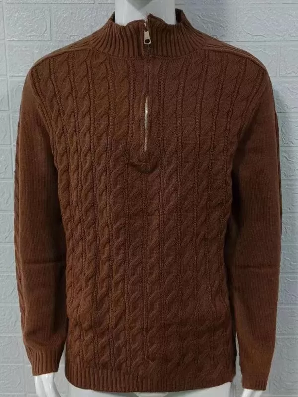 Zipper Half Turtleneck Men Sweater